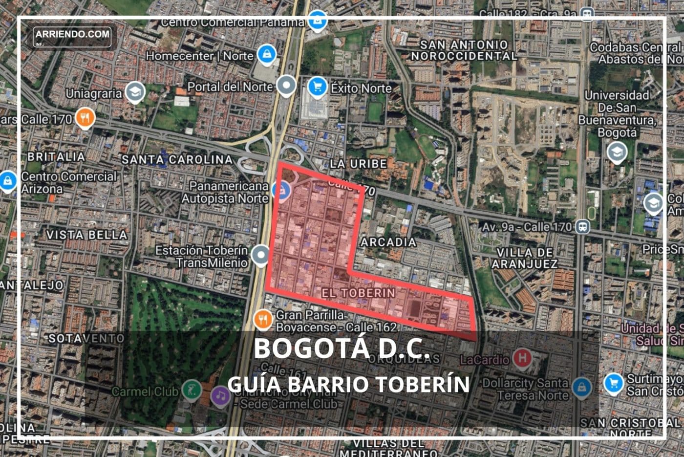 Mapa del barrio Toberín, Bogotá