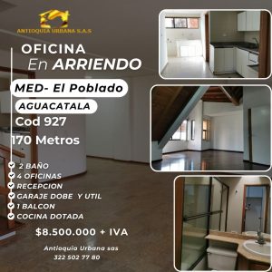 Arriendo Oficina en El poblado Aguacatala